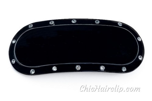 Barrette cheveux noire avec cristal Accessoire coiffure haut de gamme France