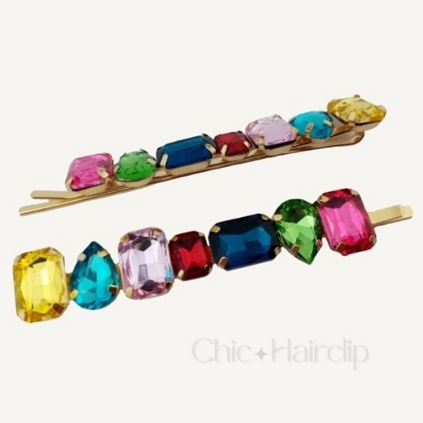 Barrette fine bijou de cheveux strass Camélia