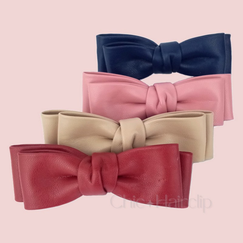 Barrette noeud simili-cuir Zia