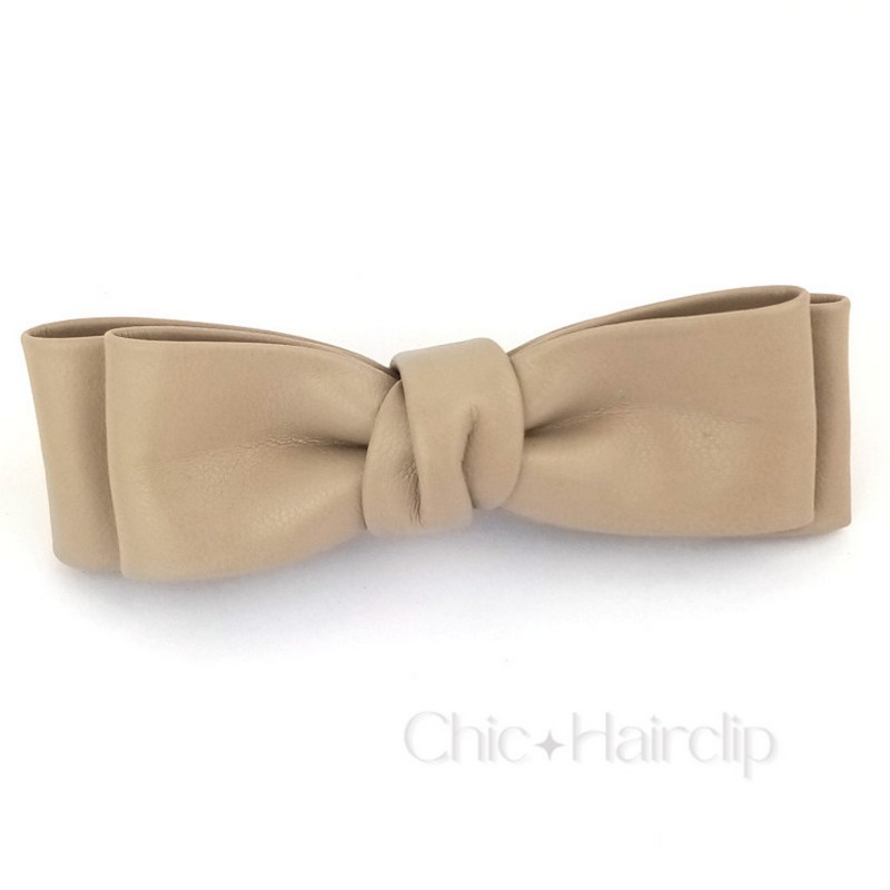 Barrette noeud simili-cuir Zia