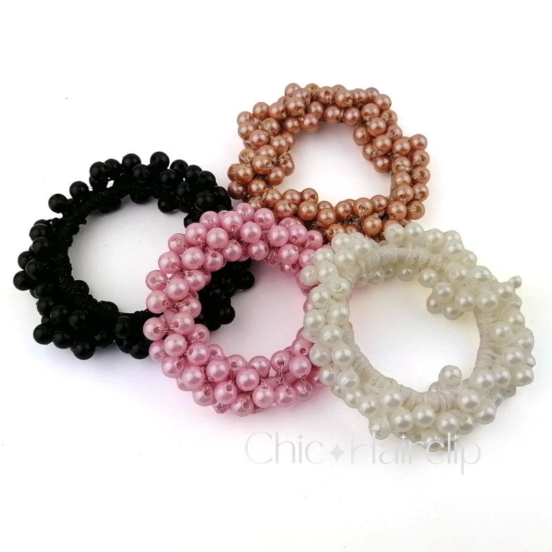 2 Elastiques chouchous cheveux en perles Andy