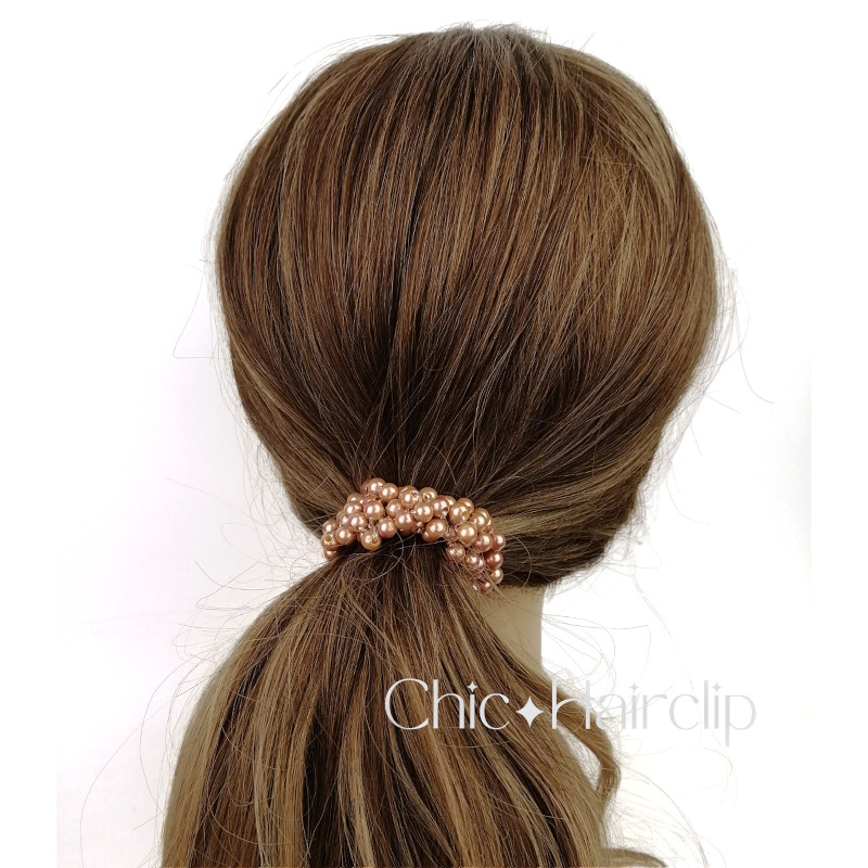 2 Elastiques chouchous cheveux en perles Andy
