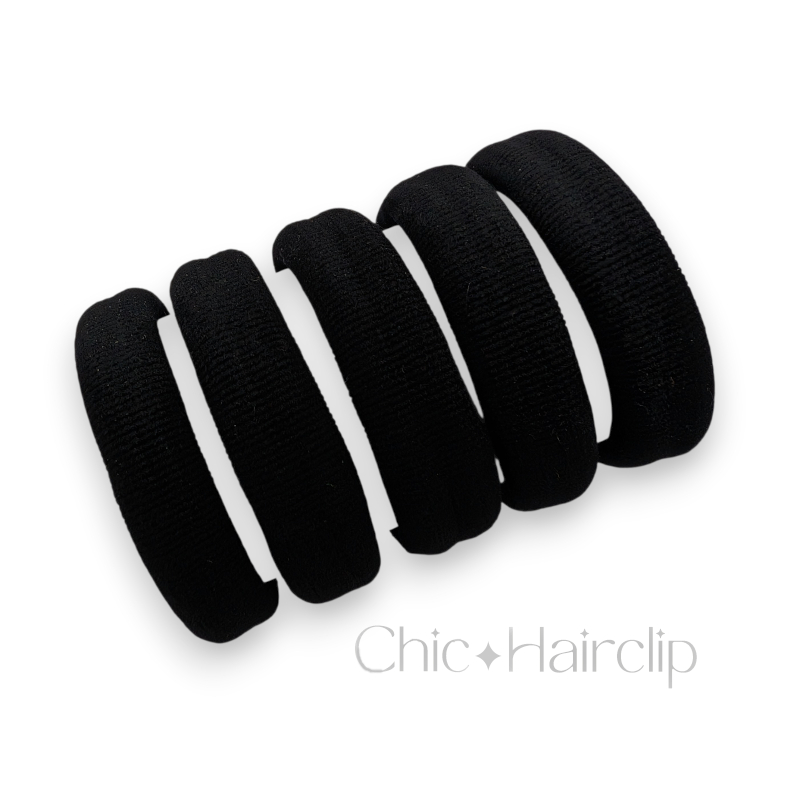 Elastiques cheveux de bonne qualité couleur noir (lot de 5) Chouchous élastiques épais